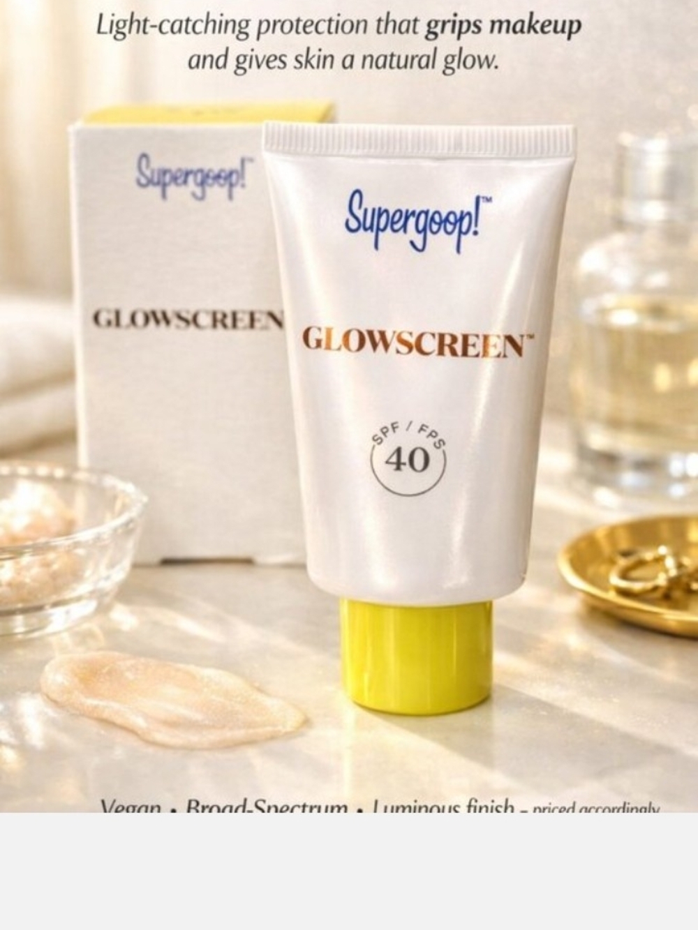 Supergoop! Glowscreen SPF 40 Luminous Sunblock & Primer 1.7 Oz NIB -EXP 08/26